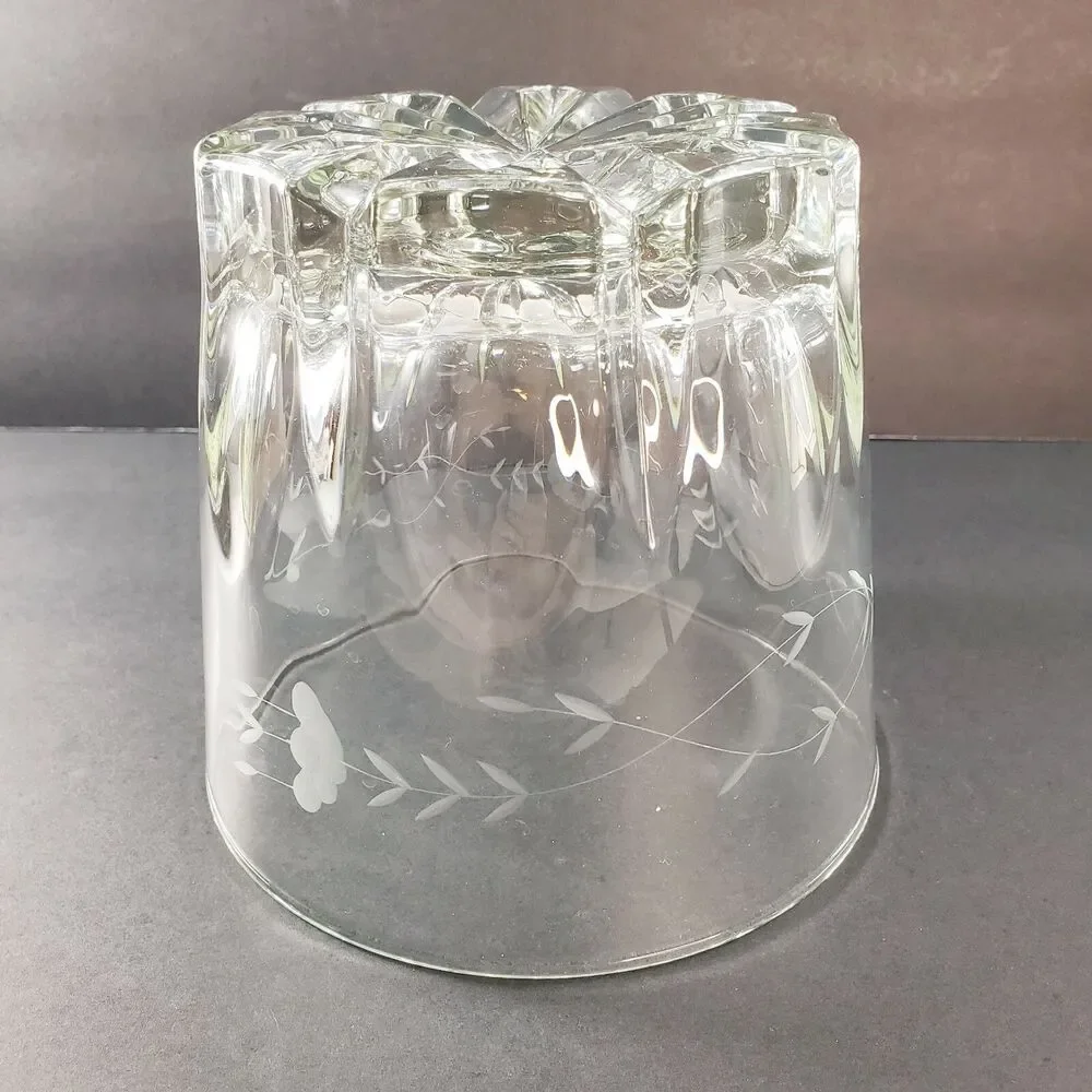 Vtg Ice Bucket Heritage By Princess House Etched Flower Pattern Elegant Barware